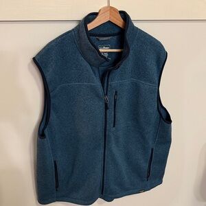 L.L. Bean Men's Slightly Fitted Teal Blue Fleece Vest Pockets Layering Size XXL